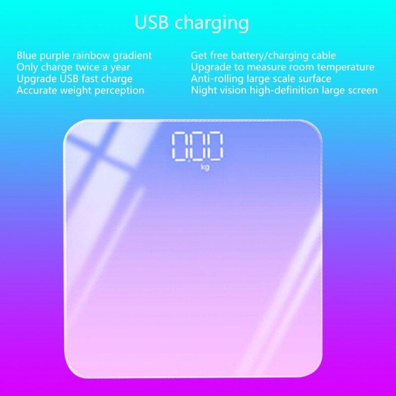 N0HB Weight Scale Precision Body Bathroom Scale Digital Electronic Scale Tempered Glass Easy Read Backlit LCD Display