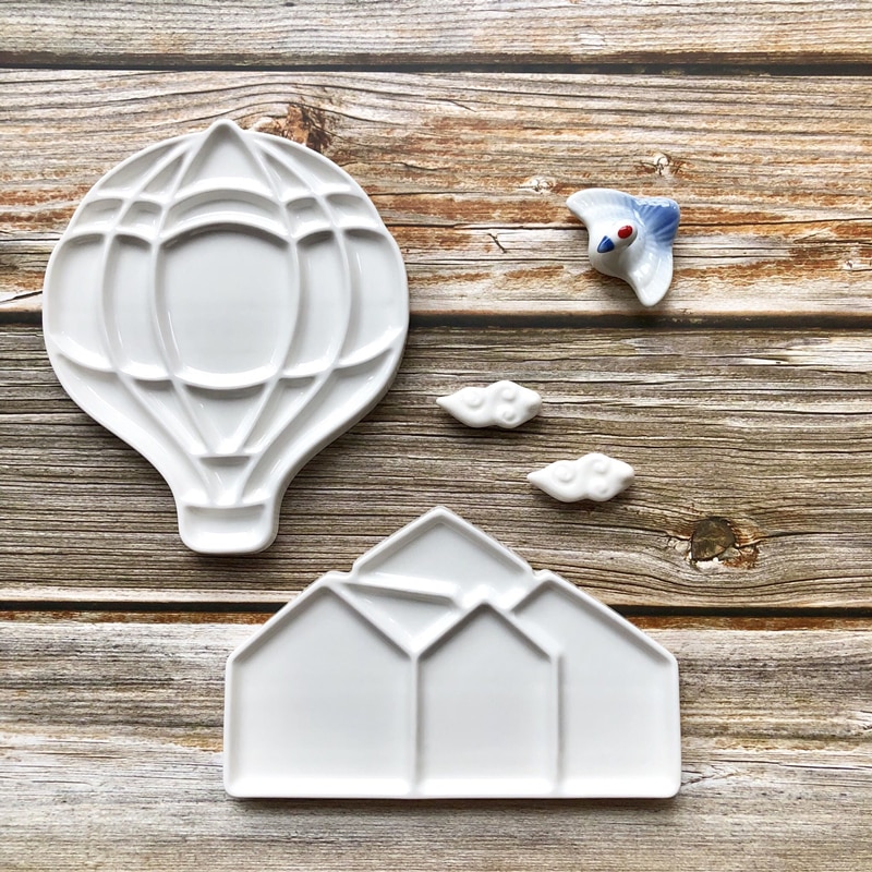 Keramische Palet Air Ballon/Klein Huis Aquarel Palet Porselein Keramische Verf Palet Palet Verf Lade