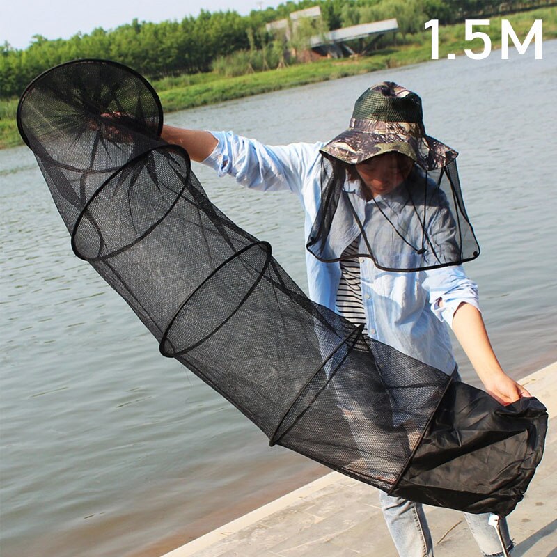 Galvanized Nylon Fishing Net Fish Crab Crayfish Lobster Catcher Pot Automatic Trap Collapsible Trap Cast Keep Net Umbrella Cage: D1