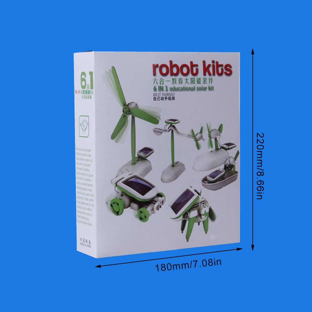 6 in 1 solrobot model kit videnskab legetøj til børn diy samle flyvemaskine båd bil tog model uddannelsesmæssig jul