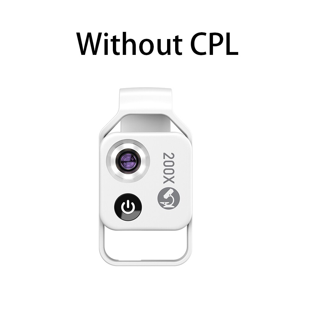 Apexel 200x forstørrelse mikroskop linse til telefon kamera linse telefon mobil makro linse til iphone 12 til huawei smartpho: Hvid uden cpl