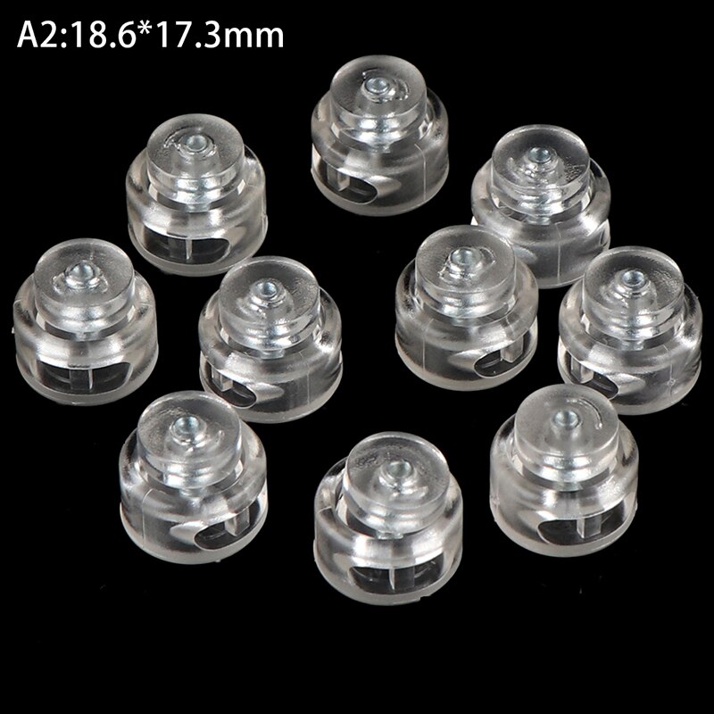 10pcs Transparent Clear Cord Lock Plastic Stopper Cord Ends Toggles Clip Buckle Frost Shoelace Sportswear DIY Bag Accessories