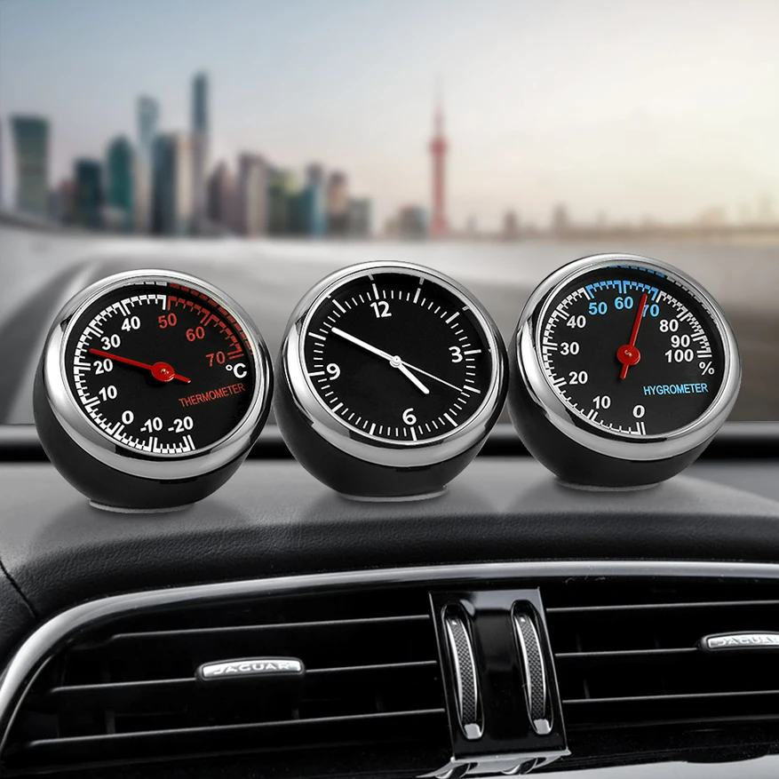 Auto-ornament Mini digitale klok Dashboard Thermometer Hygrometer Auto Horloge Klok Decoratie Auto-interieuraccessoires