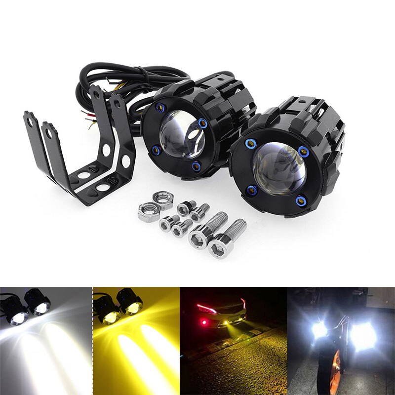60W Led Motorfiets Verlichting Dual Kleur Hi/Lo Beam Spotlight Mini Lens Auto Koplamp Mistlamp Voor truck Suv 4WD 4X4 Boot Atv: 2PCS