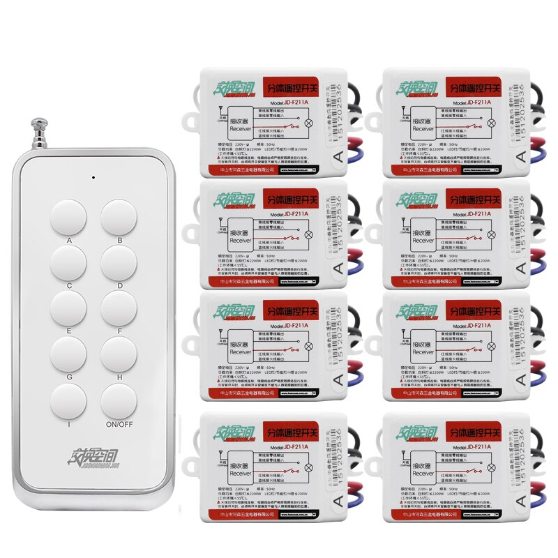 JD211A1N8 8 kanal 220V & 110V 433mhz RF Drahtlose Fernbedienung Licht Schalter