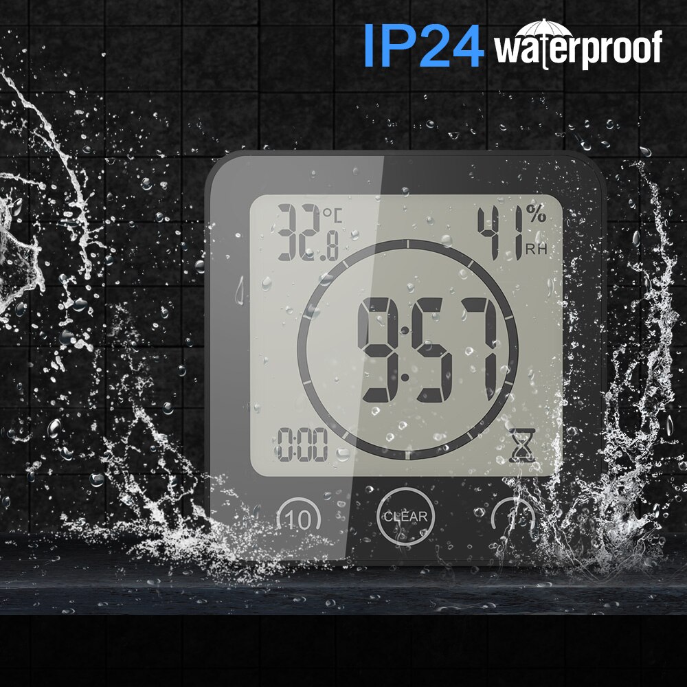 Lcd Digitale Badkamer Klok Touch Control Thermometer Hygrometer Waterdichte Kok Timer Met Alarm