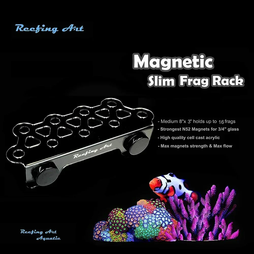 Reefing Art-Soporte de acrílico supertransparente para acuario, estante magnético para tapones de Coral Frag, para pecera de 15 - 20MM de espesor de vidrio: Slim Frag Rack