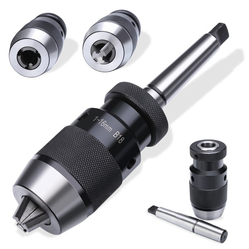 Drill Chuck Arbor 1-16Mm Self Tighten Keyless Drill Chuck &amp; MT2-B18 Arbor Fits for Almost All Drilling and Lathes with MK2 Mount