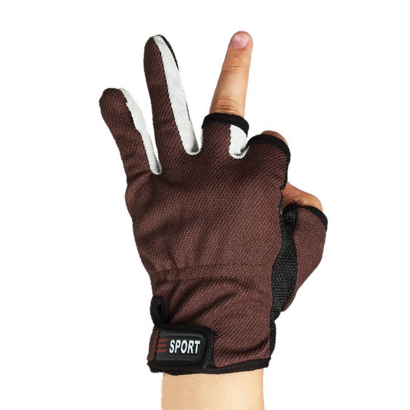 Fishing Gloves Outdoor 3 Fingers Cut Fishing Gloves Waterproof Fishing Accessories Carp Fishing Accessories: Brown