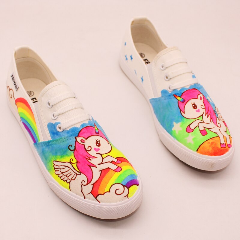 Nieuws lichtgevende canvas schoenen voor dames, handbeschilderd, instappers, glow in dark schoenen, persoonlijkheid, straatpat, wit, grote maat