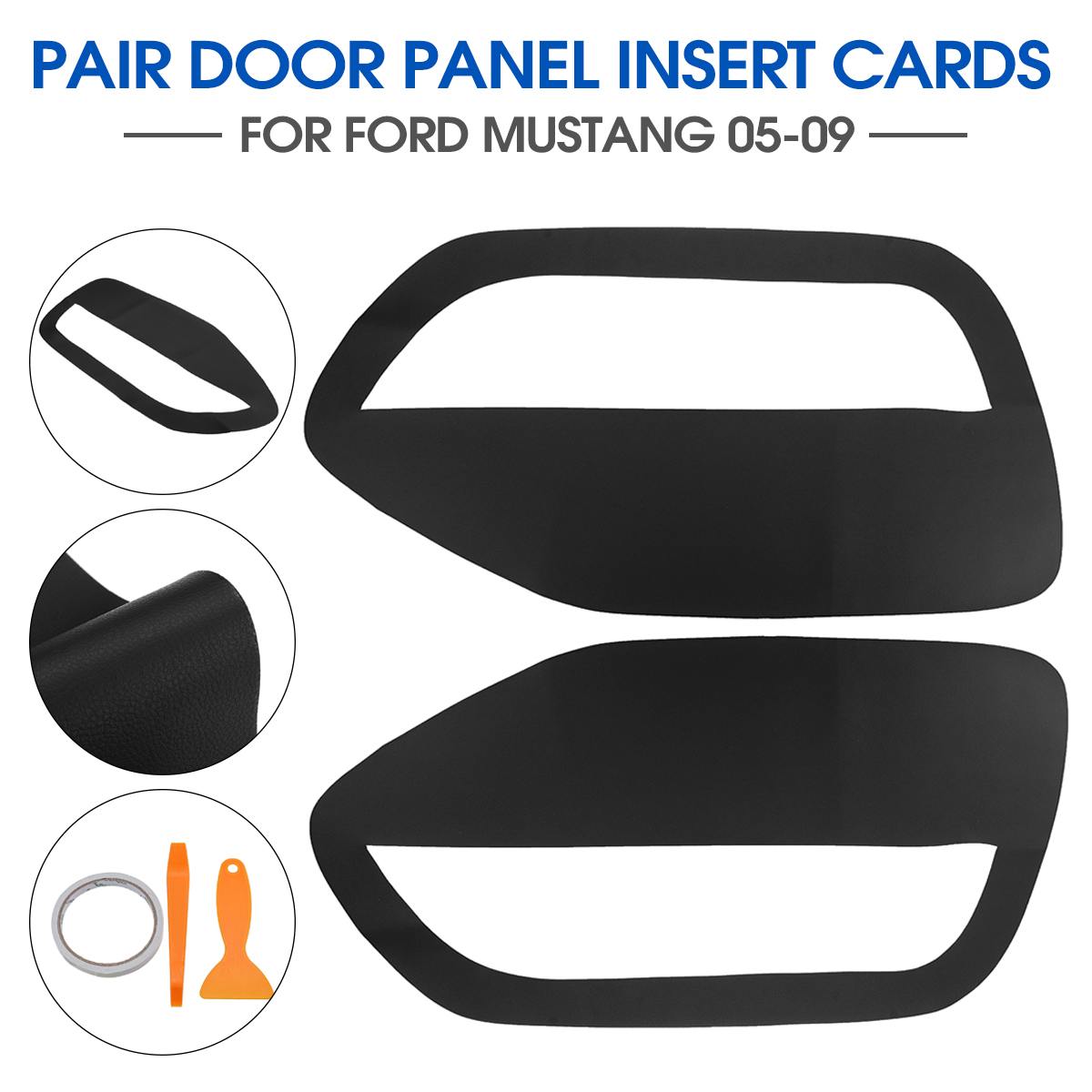 1 Pair Door Panel Insert Cards Leather Fit For Ford Mustang 2005 2006 2007 Replacement Front Door Plate Parts