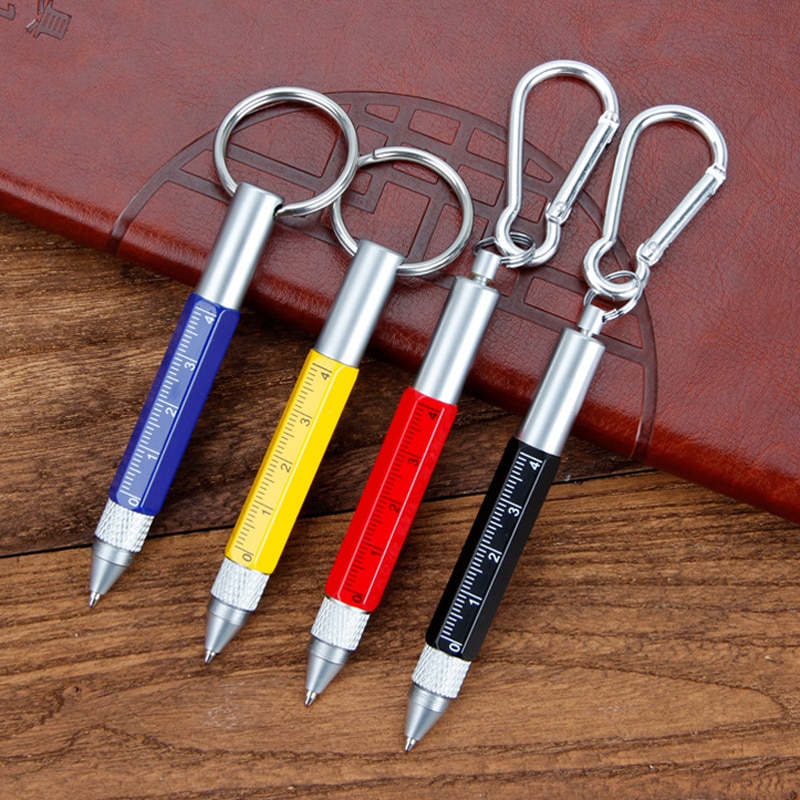 Multi-functie Tool Pen Outdoor Metalen Pen Schroevendraaier Zeshoekige Touch Screen Karabijnhaak Pen Voor Studenten Voor Kantoor