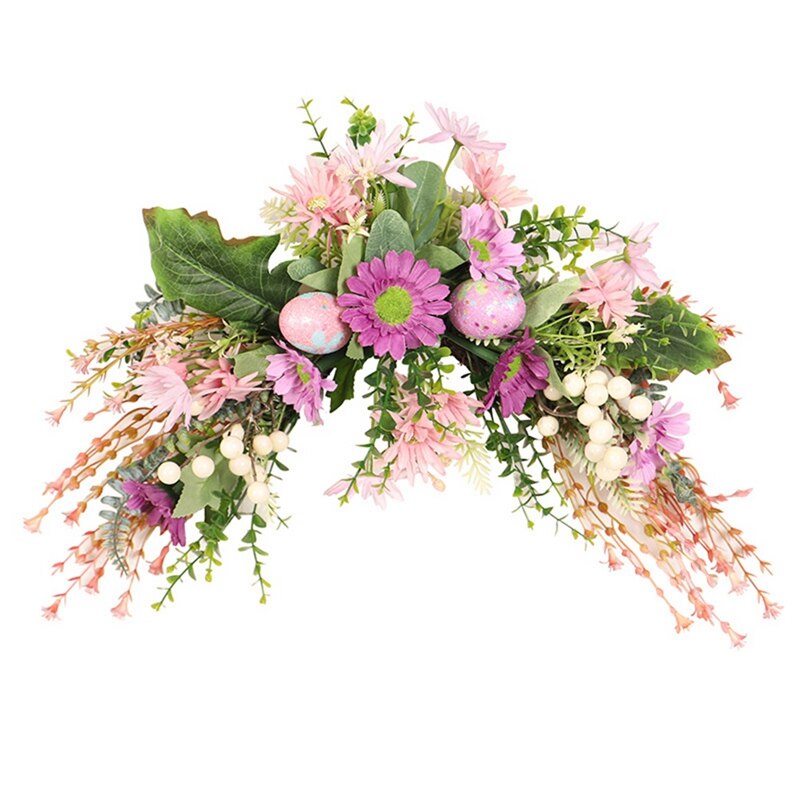 Easter Day Egg Flower Wreath Artificial Garden Easter Decoration Children Easter Home Garden Decoration