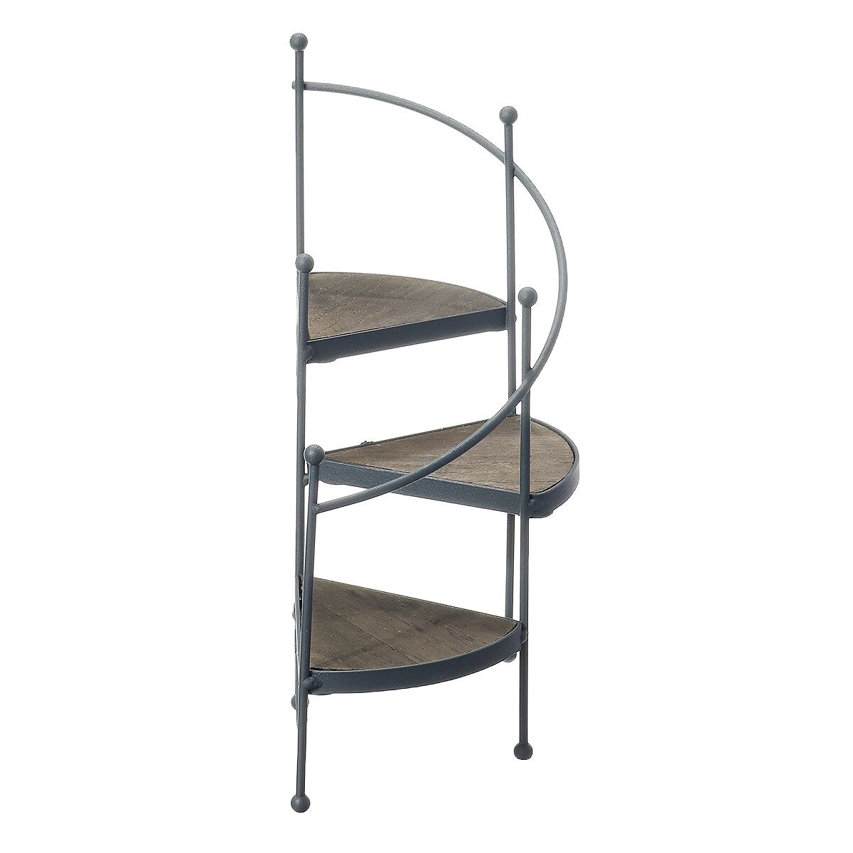 3-Layer Retro Iron Plant Rack Stand Plant Succulent Shelf Staircase Desktop Garden Flower Stand with Wood Plate Home Decorative