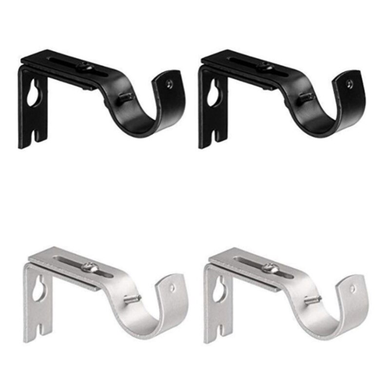 2 Pcs Heavy Duty Curtain Drapery Rod Bracket Extendable Hang Curtain Rod Holders Wall-Mounted Metal Single Rod Bracket