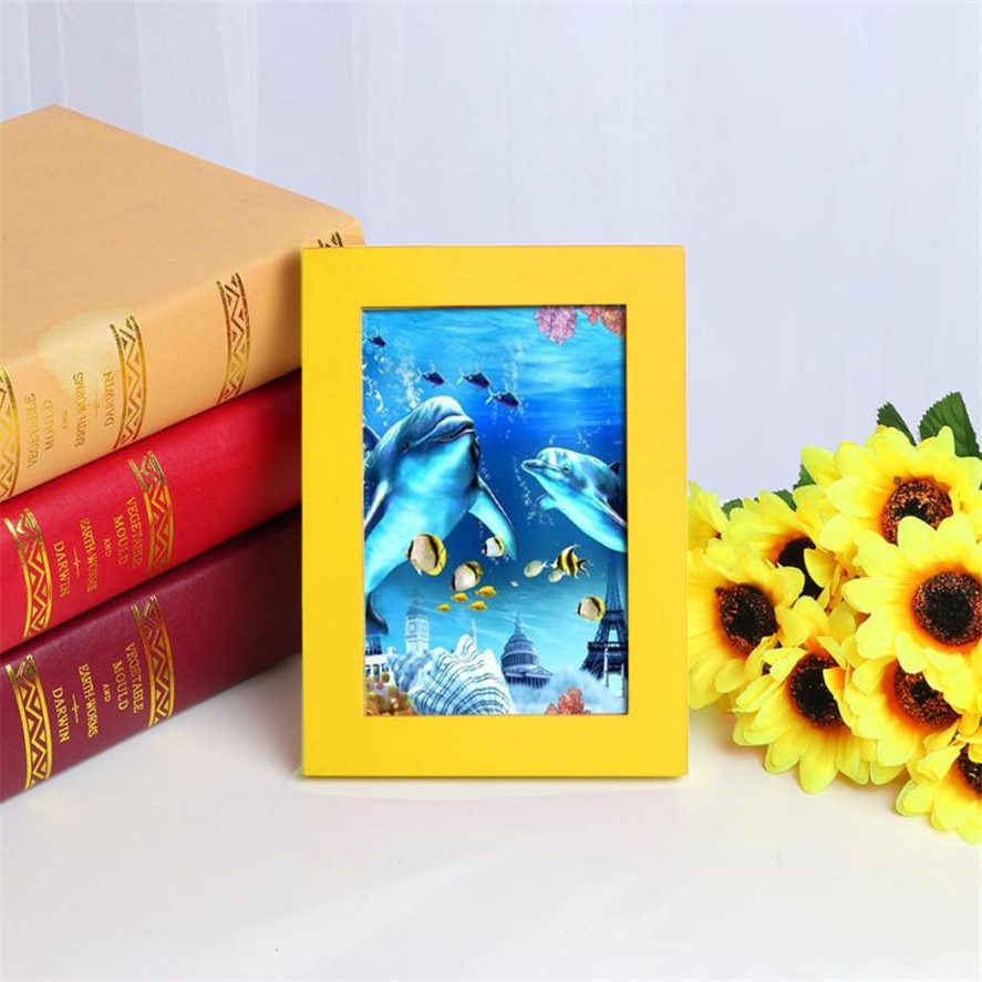 12 Colors Wood Photo Frame 15x11.5cm 1PC Simple Wooden Picture Frame Home Decor Wall Mounted Hanging Photo Frame 35