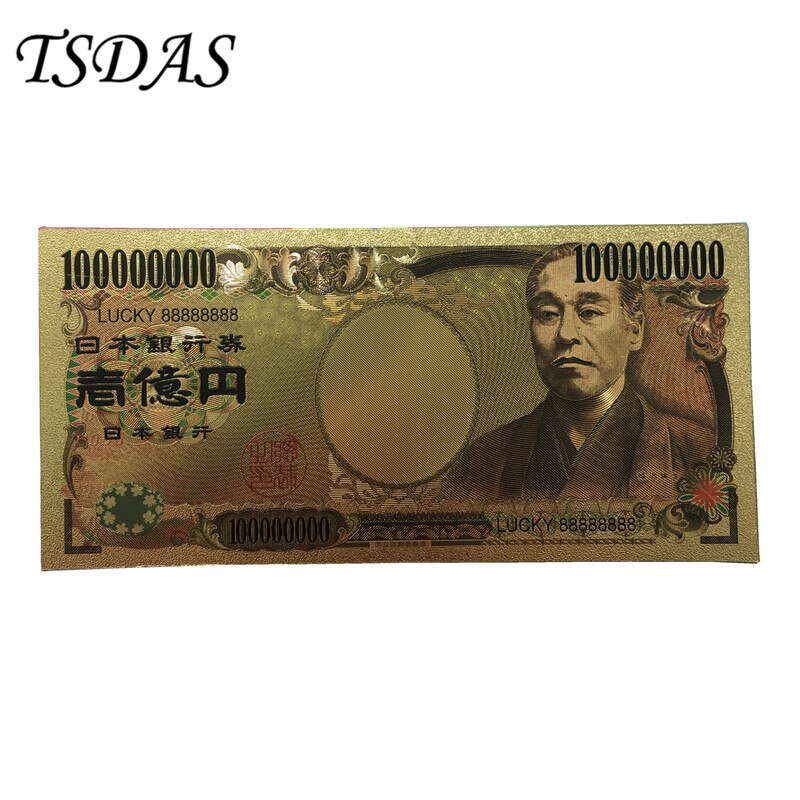 24k Gold Plated Banknote Japan 10000 Yen Gold Foil Note Fancy Collectable Banknotes Value 10pcs/lot