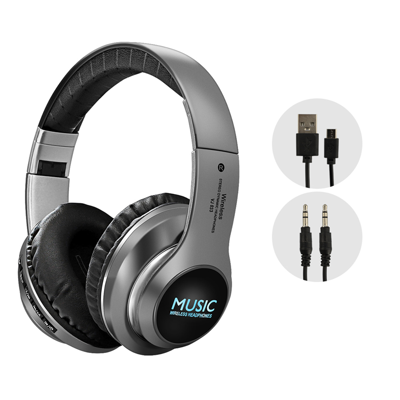 Headset With Mic Support TF Card HIFI Stereo Foldable Earphones 5.0 Bluetooth Headset Portable Wireless Headphones For Cellphone: Gray Headset No Box