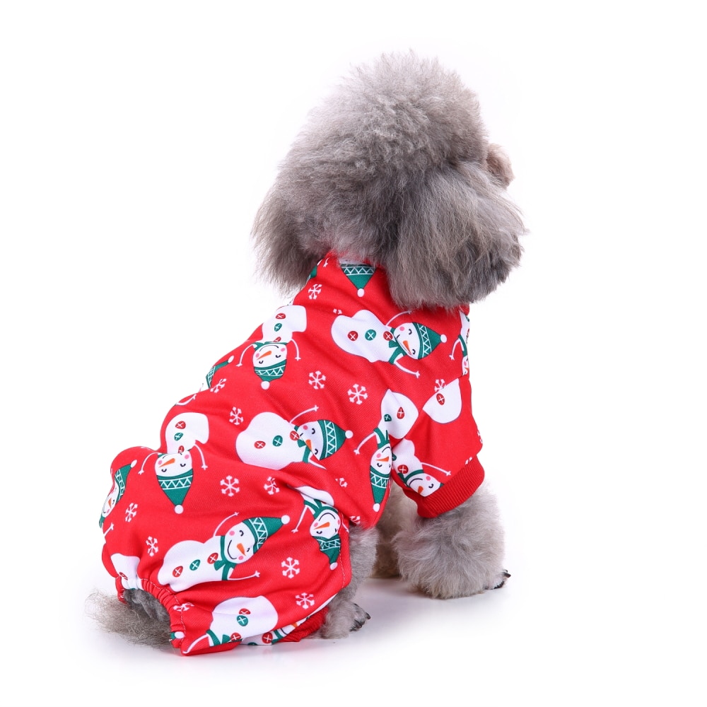 Venta de lindos pijamas para perros, mono pequeño para mascotas, estampado de muñeco de nieve, sueño reparador, ropa de , divertida ropa de Navidad, disfraz de Chihuahua rojo