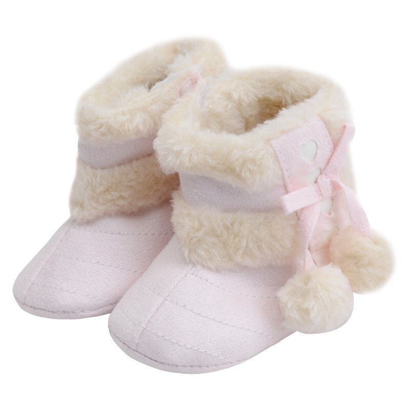 Winter Baby Laarzen Zachte Pluche Bal Laarsjes Voor Baby Meisjes Anti Slip Sneeuw Boot Warm Houden Crib Schoenen 0-18M: YTM988QP / 13-18 months