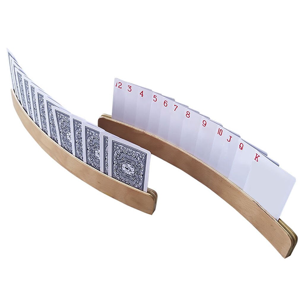 Curved Wooden Playing Card Holder 14 Inch Wooden Playing Card Holders Set of 2 Cuisine Shelf Gootsteen Organizer Protector