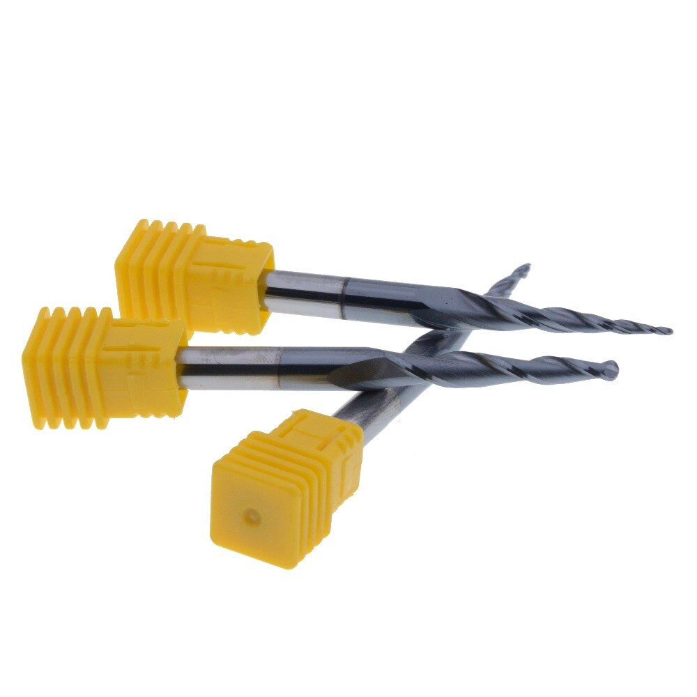 1Pcs 3.175mm 4mm 6mm HRC55 2F solid carbide Tapered Ball Nose End Mills router bits cnc router taper wood metal milling cutter