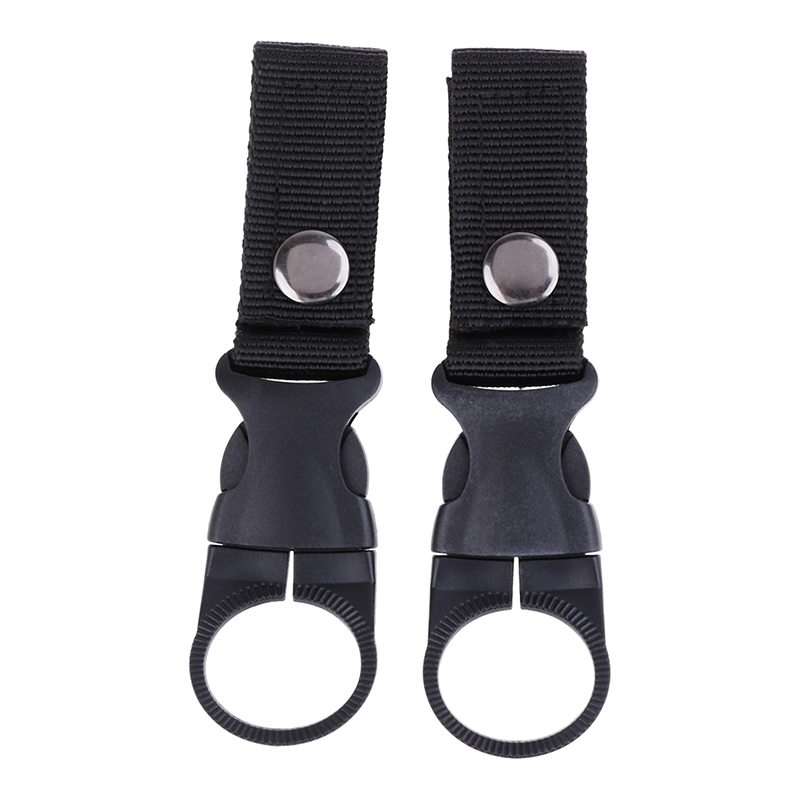 2 stks Waterfles Houder Klimmen Karabijnhaak Riem Rugzak Hanger Haken Clip Multifunctionele Waterfles Nylon Gesp Haak: Black