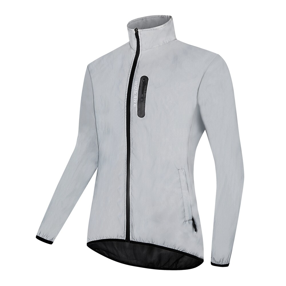 WOSAWE Full Reflective Cycling Jacket Men&#39;s Coat Spring Autumn Bicycle Windbreaker Bike Soft Windproof Waterproof Running Jacket