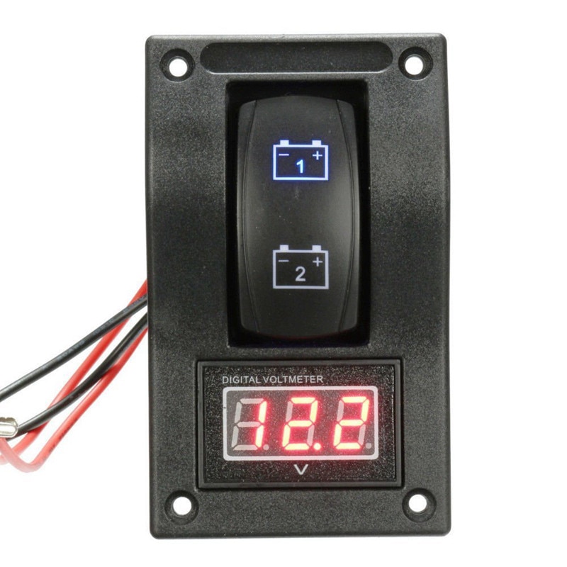 12-24v led dobbelt batteri testpanel vippekontakt bil lastbil marine båd voltmeter 4p on-off-on