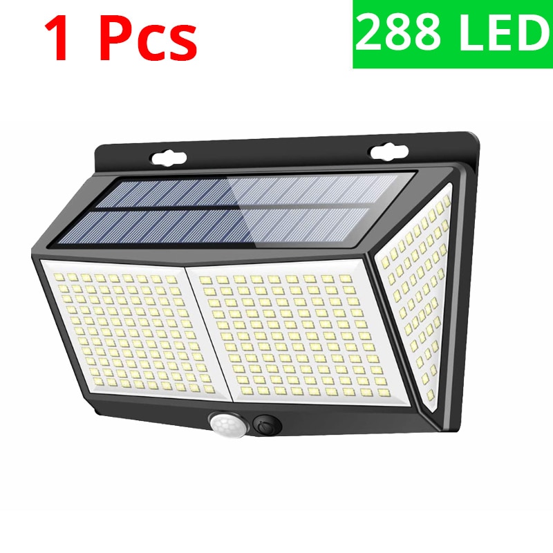 WAKYME 288 LED Solar Light Outdoors Motion Sensor Wall Light Garden Pathway Street Lamp Waterproof Solar Powered Floodlight: 1 piece 288LED