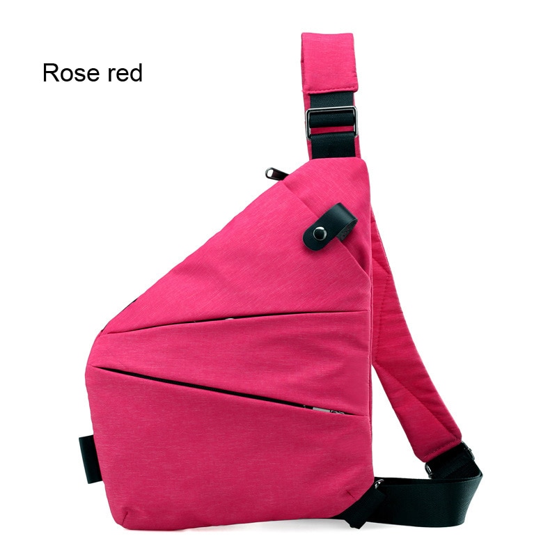 Brand Men Travel Business Fino Bag Burglarproof Shoulder Bag Holster Anti Theft Security Strap Digital Storage Chest Bags: Rose Red