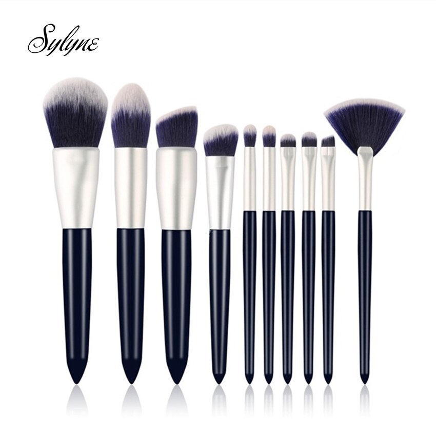 Sylyne make-up kwasten 10 stuks professionele make-up borstel set foundation blending wenkbrauw make up brush kit tools.