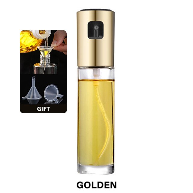Kitchen Spray Bottle Leak-Proof Oil Vinegar Spray Bottles Gravy Boats for Bbq Baking Tool: Gold-1pcs