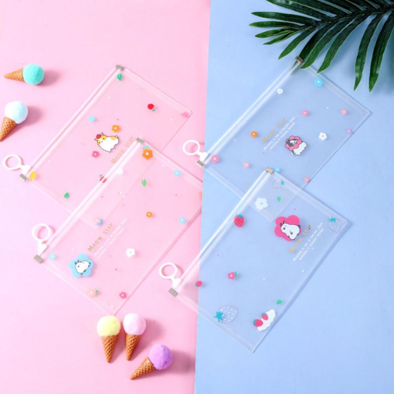 Estuche Portátil con Dibujos Animados para Almacenamiento de Artículos, Bolsa Impermeable, Antipolvo, con Cremallera, con Estampado Translúcidos para Guardar Mascarillas y Lápices,: Random Color F