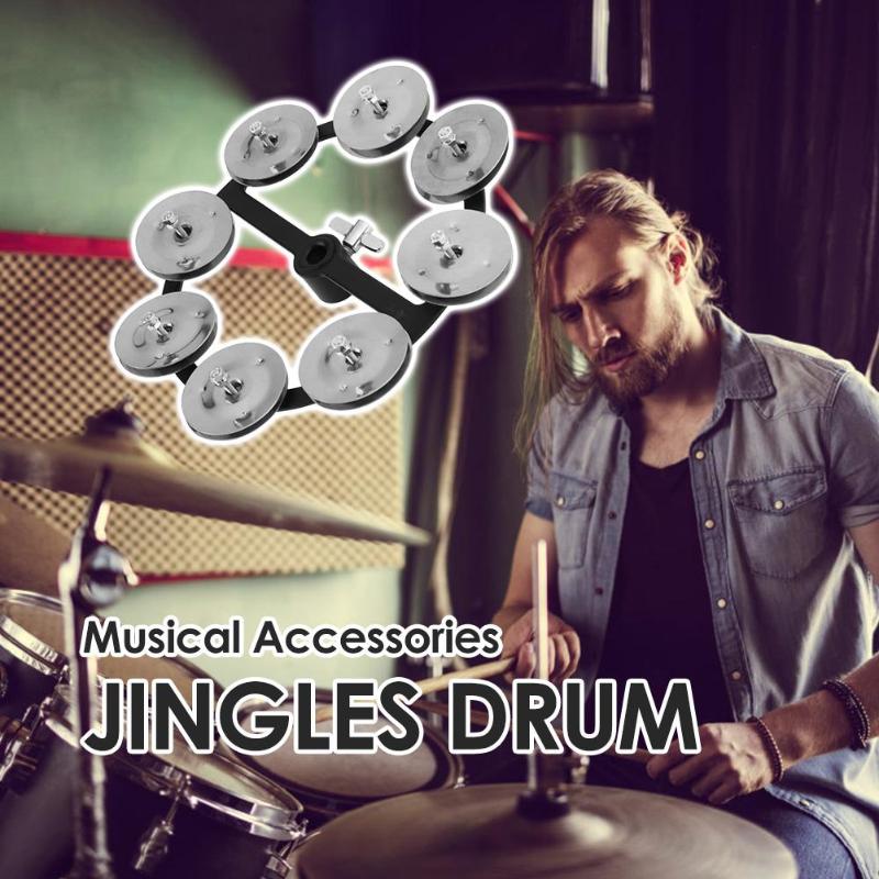 Draagbare Percussie Hi-Hat Tamboerijn met Rij Legering Jingles Drumstel Drum Pad Kit Muzikale Accessoires