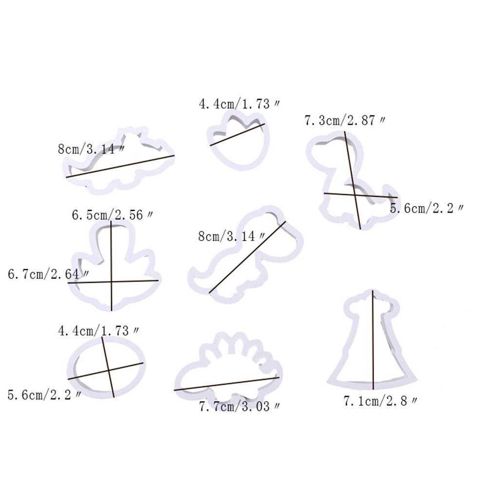 8 stks/set Dierlijke Vorm Cookie Cutters Dinosaurus Cookie Postzegels Plastic Cookie Biscuit Decoratie Mold