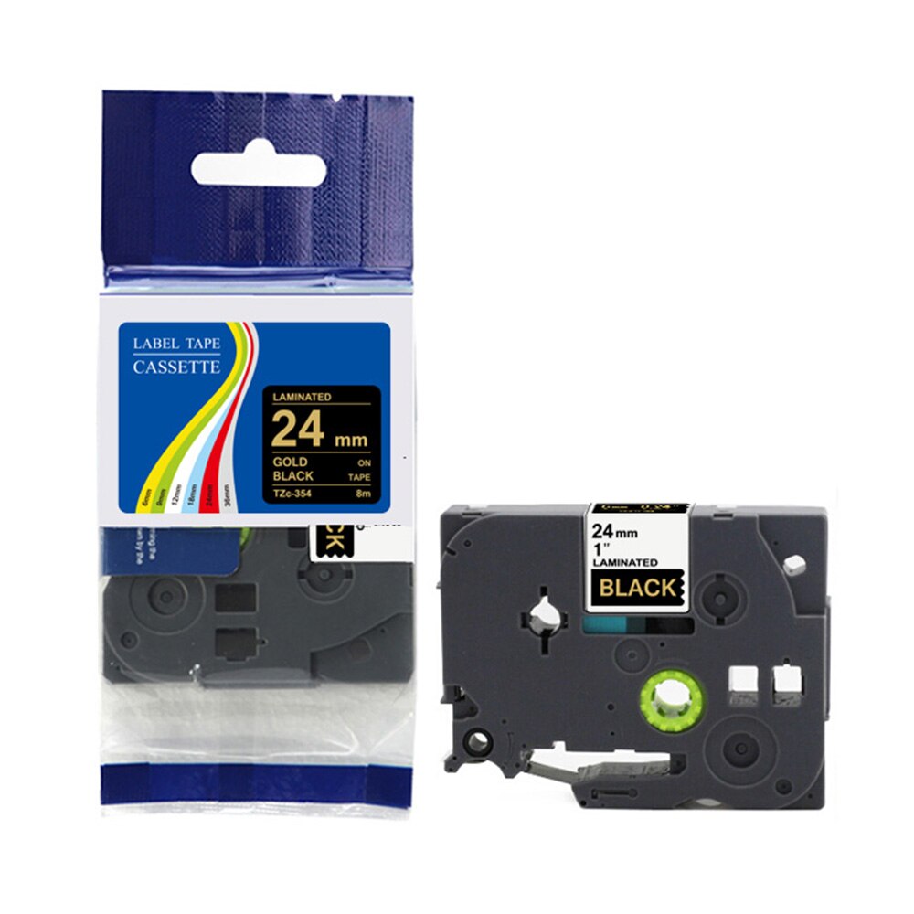 JIANYINGCHEN compatible color 24mm tze label tape Brothers p-touch printers Tze251 Tze-251 for label printer: gold on black