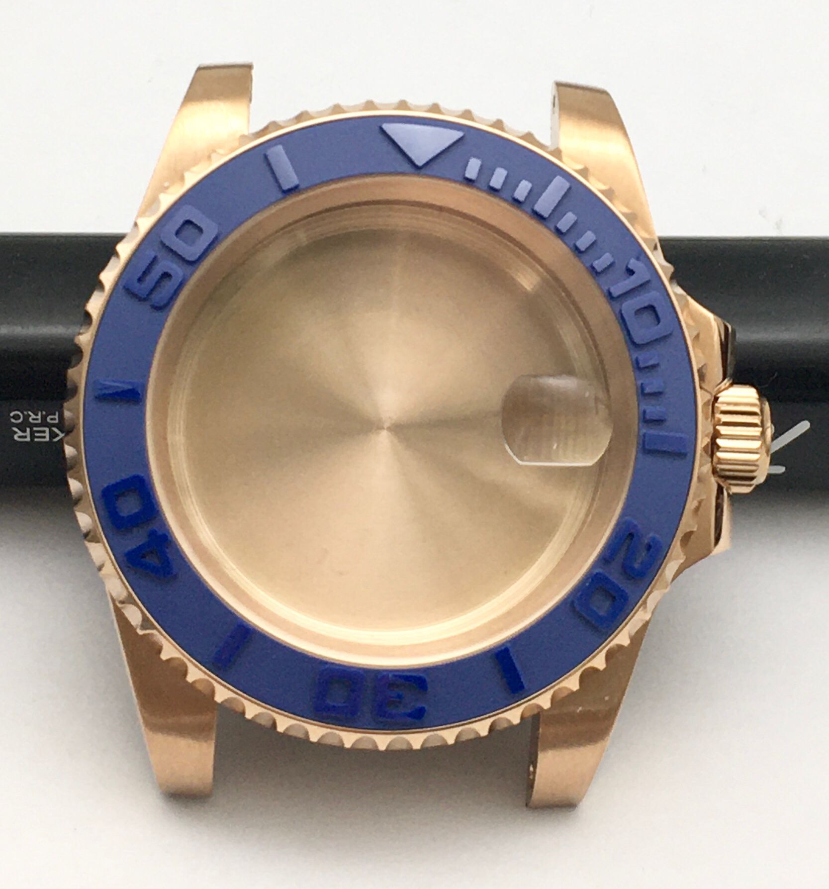 40mm Stainless Steel Rose Gold Watch Case Watch Accessories Men's Mechanical Assembled Case with Bezel for NH35A/NH36 Movement: Blue as shown