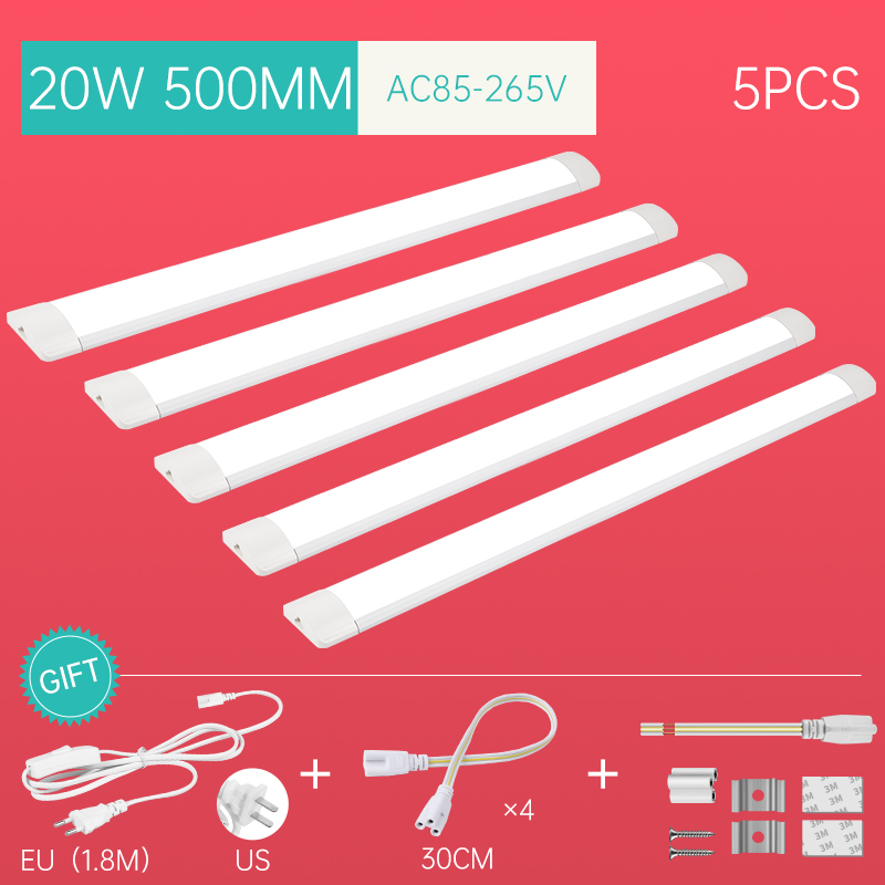 Tira de luces Led de tubo de 220V con Cable, accesorio de luces para el hogar, dormitorio, cocina, armario, iluminación, lámpara interior, tubo de 110V: Blanco / Marfíl / 4 ud
