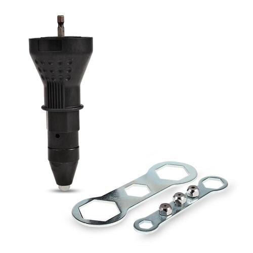 Rivettatrice elettrica rivetto pistola rivettatrice trapano avvitatore a batteria rivettatrice a batteria adattatore per trapano dado rivettatrice manuale strumento per rivetti: nero