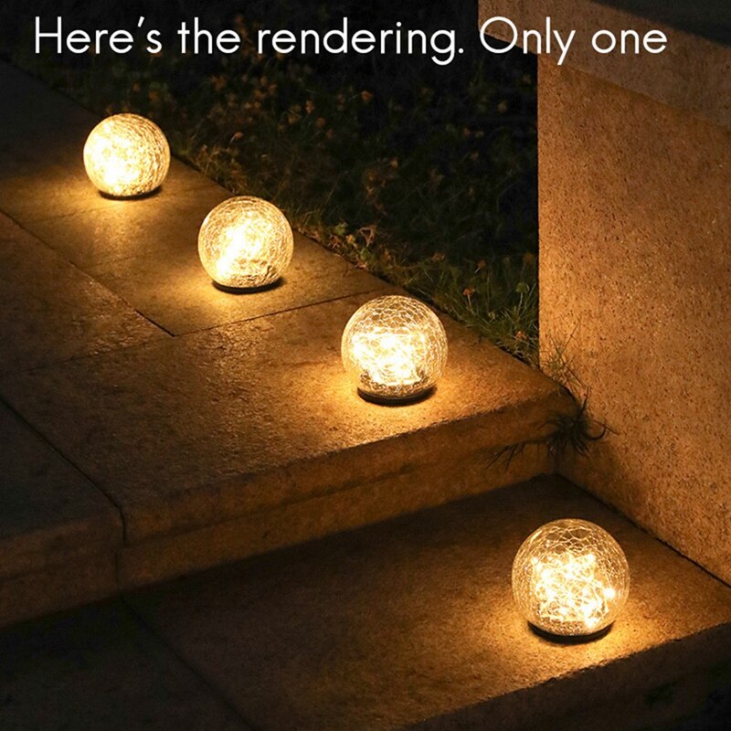 Solar Outdoor Courtyard Lamp Crack Glass Ball Lawn Lamp Garden Decoration Buried Landscape Lamp Warm Light