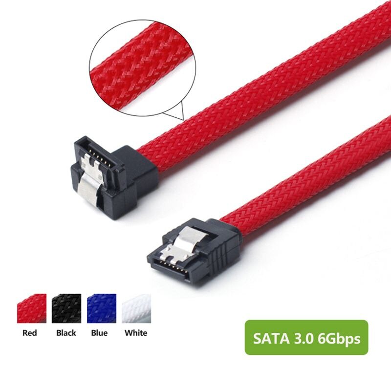 50cm sata 3.0 iii sata 3 7 stifts datakabel rät vinkel 6gb/ s ssd kablar hdd hårddisk datasladd med nylonhylsa