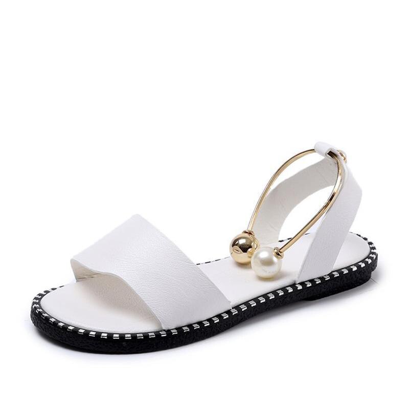 Zomer Vrouwen Sandalen Slip Peep Toe Slingback Schoenen Rome Dames Effen Metalen Decoratie Casual Vrouwelijke Modeschoenen