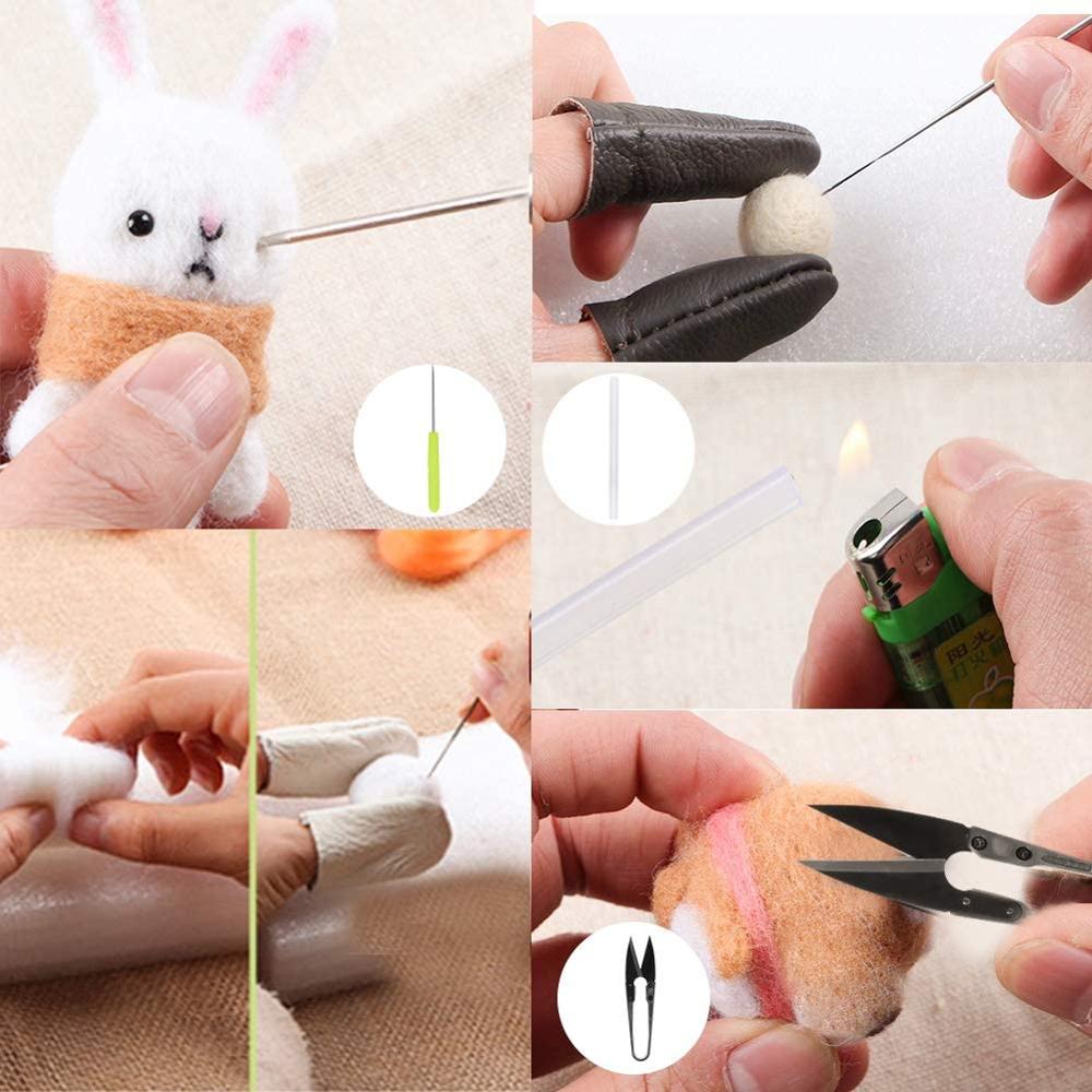 KAOBUY 204PCS Needle Felting Kit For Beginner, 60 Colors Wool Roving, Wool Felting Tool Kit Foam Mat Needle Felting Supplies