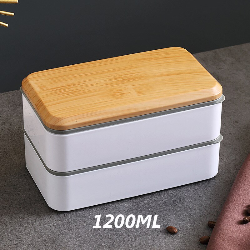 Bento Lunchbox Voedsel Opslag Containers Lunchbox Voor Kid Japanse Snack Lunchbox Magnetron Servies Keuken Maaltijd Prep Picknick: WHITE   1200ML