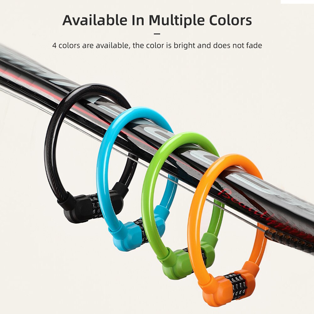 Cycling Security 4 Digit Combination Password Bike Bicycle Cable Chain Lock With Anti-Theft Combination Password For Bike