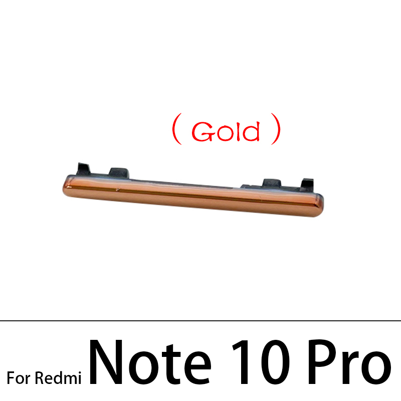 Nowy przycisk włączania i wyłączania głośności przycisk boczny części zamienne do Xiaomi Redmi Note 7 9 10 Pro 9S boczny przycisk zasilania + przycisk głośności: Note 10 Pro Gold