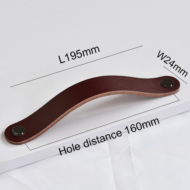 Mässingsbrunt läder handtag och skåp garderob dörr lådor handtag knopp byrå drar #39 rum knoppar tiradores: Pistol svart -160mm