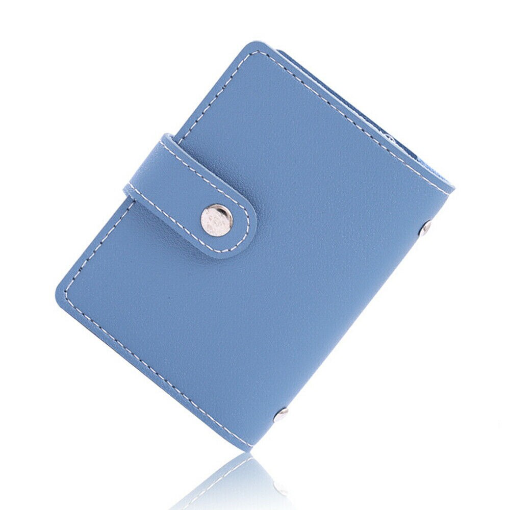 Mode Pu Lederen Kaart Pakket Functie Vrouwen 26 Kaarten Slanke Id Credit Goedkope Business Card Holder Pocket Case Purse portemonnee: Blauw