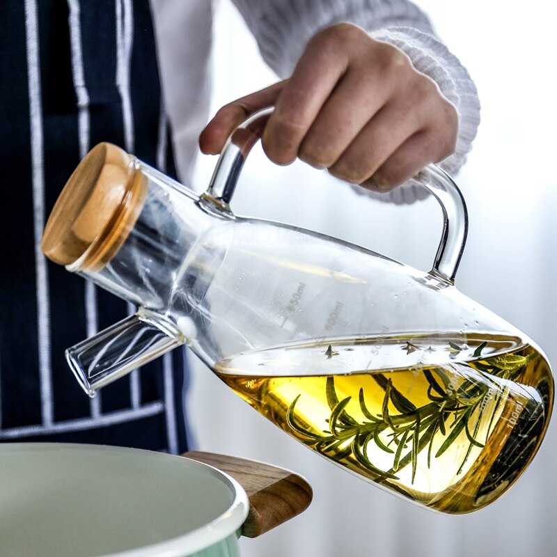 Helder Glas Water Fles Met Handvat Schaal Hittebestendig Glas Water Kruik Met Uitloop Karaf Keuken Opslag Fles Jar container